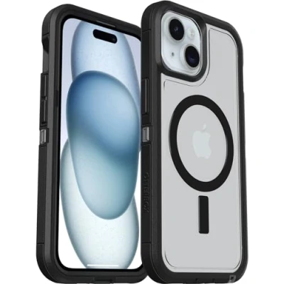Image of OtterBox Defender Series XT Clear MagSafe Case for iPhone 16e, 15, 14, 13 Shockproof, Drop proof, Ultra Rugged, Protective Case, 7x Tested to Military Standard, Clear/Black