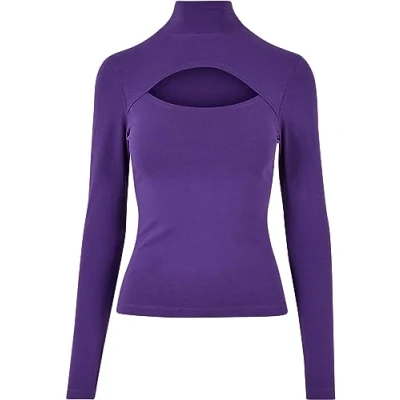 Image of Urban Classics Cutout Turtleneck Long sleeved top, Women&#039;s, Size: XS, Realviolet