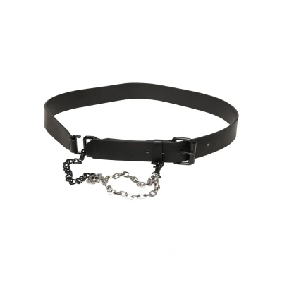 Image of Urban Classics Imitation Leather Belt with Metal Chain, Black, L XL