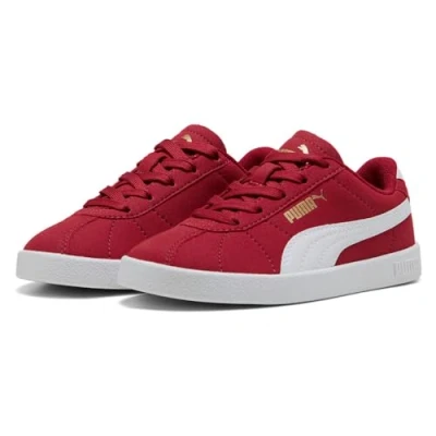 Image of Puma CLUB II Unisex Trainers for kids, Size: 2.5, Dark crimson/white/gold Imitation leather/ textile