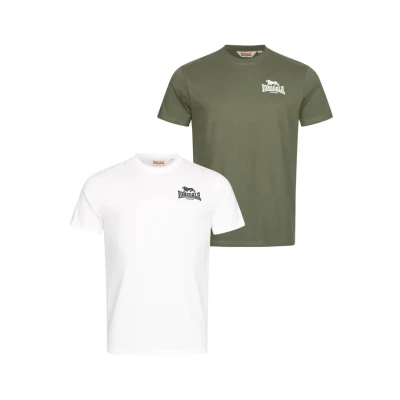 Image of Lonsdale Normale Passform Doppelpack Blairmore Print Tshirt, Men&#039;s, Size: 3XL, Green white