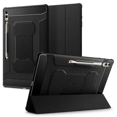 Image of Spigen Rugged Armor Pro TPU Book Case Black Samsung Galaxy Tab S10 Ultra