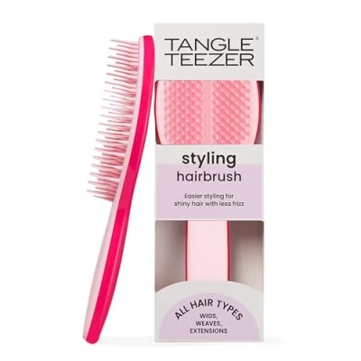 Image of Tangle Teezer The Ultimate Styler Hairbrush Maintains &amp; Blends Wigs, Weaves, Extensions Clip Ins Finishing Brush for Adding Volume, Texture, Shine Brushing Out Curls Sweet Pink
