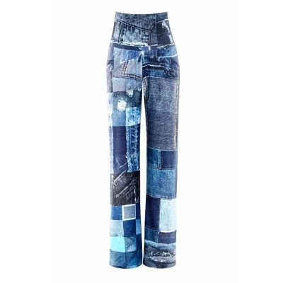 Image of Winshape Straight leg jeans, Women&#039;s, Size: XXL, Patchwork blue