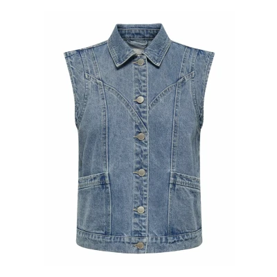 Image of ONLY Waistcoat, Women&#039;s, Size: Small, Medium blue denim