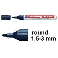 Image of edding 3000 permanent marker steel blue box of 10 round tip 1.5 3 mm quick drying markers waterproof, smudge proof for cardboard, plastic, wood, metal, fabric pens