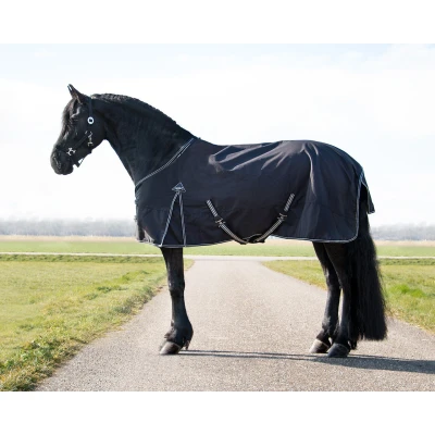 Image of QHP Turnout Rain Cover XL 600D 0 g Filling for Frisians and Large Frame Horses Black (135 cm)