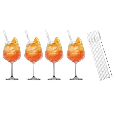 Image of Schott Zwiesel Gin Tonic Glasses Taste 4 Piece with straws and brush