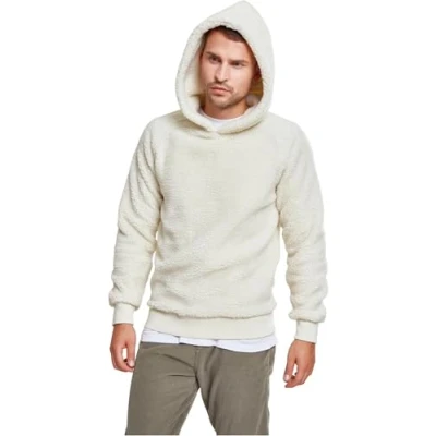 Image of Urban Classics Sherpa Hoody Hoodie, Men&#039;s, Size: Medium, Offwhite