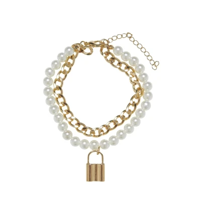 Image of Urban Classics Unisex Padlock Layering Bracelet, Size: One Size, Gold