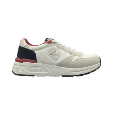 Image of Blauer RAY Trainers, Men&#039;s, Size: 6.5, White/navy Textile/synthetics