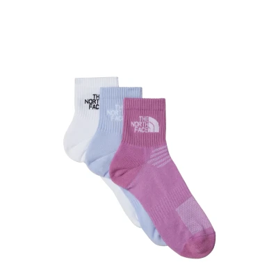 Image of THE NORTH FACE NF0A882GA4I MULTI SPORT CUSH QUARTER SOCK 3P Socks Men&#039;s TNF White/Purple Mint/V Size M