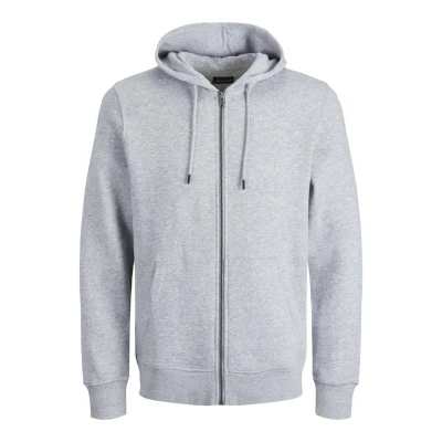 Image of JACK &amp; JONES Men&#039;s Jjebradley Sweat Zip Hood Noos Pls Sweatshirt Jacket, Light Grey, 4XL Plus