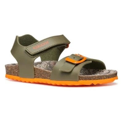 Image of Geox Ghita BOY Sandals for kids, Size: 1, Military/orange High quality imitation leather