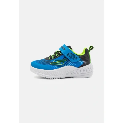 Image of Skechers Microspec Advance Trainers for kids, Size: 4K, Blue/lime/orange/black Textile/synthetics