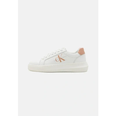 Image of Calvin Klein Jeans Chunky Cupsole Laceup Trainers, Women&#039;s, Size: 4, Bright white/tuscany Leather