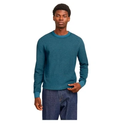 Image of JACK &amp; JONES Men&#039;s Jjeglobe Knit Crew Neck Noos Jumper, Oceanview, L