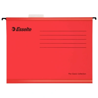 Image of Esselte Classic Reinforced Suspension File, A4, Pack of 25, Tabs Included Red