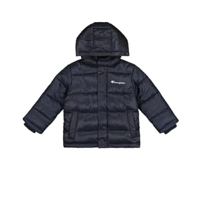 Image of Champion Script SHOP Hooded Toddler Unisex Winter jacket for kids, Size: 6m, Dark blue