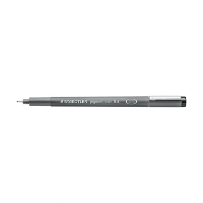 Image of STAEDTLER Black Pigment Liner, Line Width 0.4 mm, Indelible Ink, Long Metal Tip, Life, 10 Fineliner Pens in Cardboard Case, 308 04 9