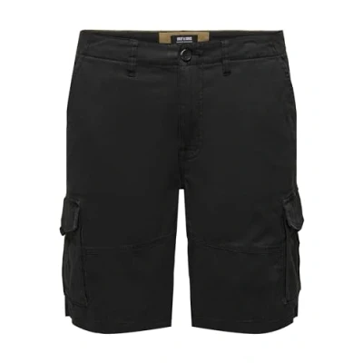 Image of Only &amp; Sons Normal Geschnitten Shorts, Men&#039;s, Size: Small, Black