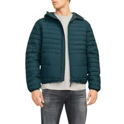 Image of JACK &amp; JONES Men&#039;s Jjestate Packable Puffer Hood Noos Quilted Jacket, Magical Forest, S