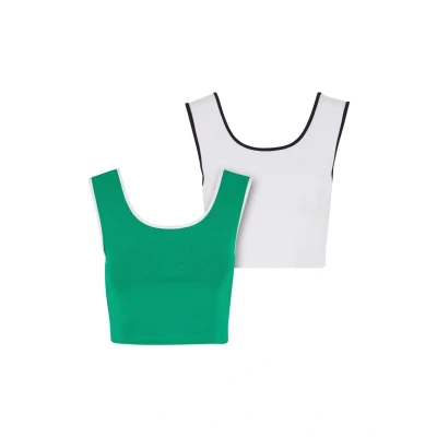 Image of Urban Classics Contrast Cropped Top, Women&#039;s, Size: 3XL, Froggreen white black