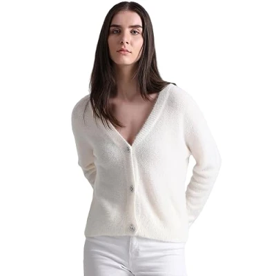 Image of ONLY Onlella Piumo LS CC Cardigan, Women&#039;s, Size: Medium, Bianco
