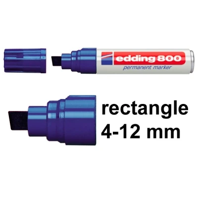 Image of edding 800 permanent marker blue 5 pens chisel tip 4 12 mm for bold markings waterproof, quick drying, smear proof cardboard, plastic, wood, metal, glass and fabric