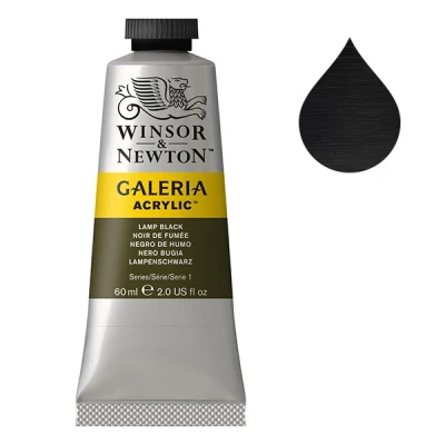 Image of Winsor &amp; Newton SG Education GAL 2120337 Full Range of Galeria Acrylic, 60 mL Tube, Lamp Black