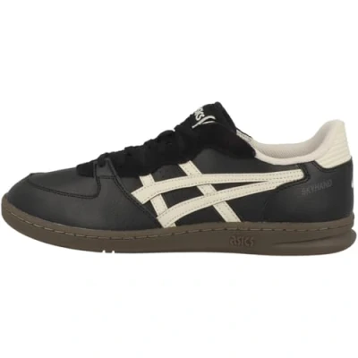 Image of Asics Sportstyle Skyhand OG Unisex Trainers, Size: 8.5, Black/oatmeal Leather and textile