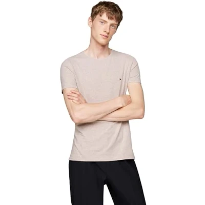 Image of Tommy Hilfiger SLIM FIT TEE Basic Tshirt, Men&#039;s, Size: 3XL, Heathered pebble