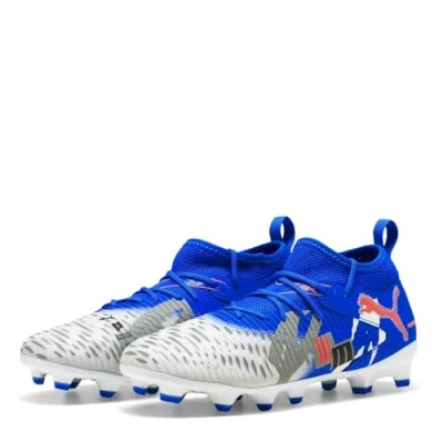 Image of Puma Future 8 Match Forever Unisex Moulded stud football boots for kids, Size: 13K, white/ultra blue/feather gray/glowing red