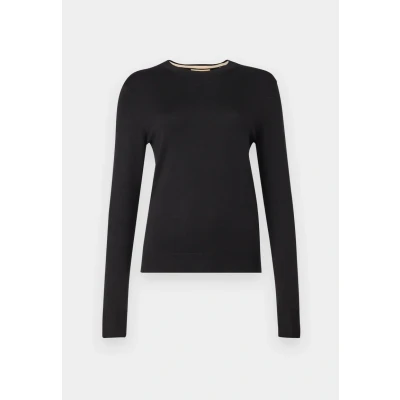 Image of JJXX Women&#039;s Jxcara Comfy Crew Neck Knit Longsleeve T Shirt, Black/Detail:/Fog, S
