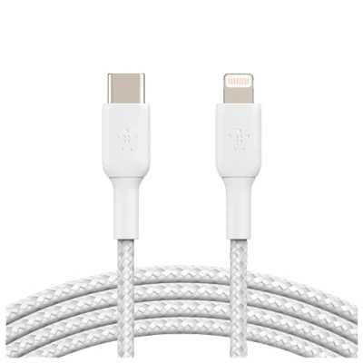 Image of Belkin Boost Charge Lightning USB C Braided Cable 2 Meters White