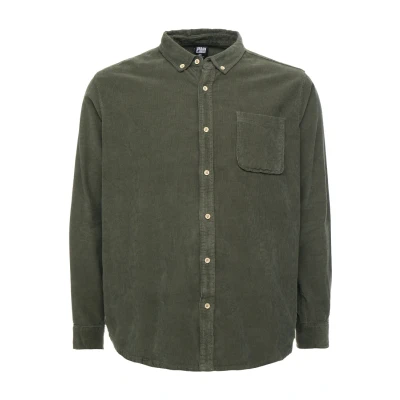 Image of Urban Classics Corduroy Shirt, Men&#039;s, Size: 4XL, Olive