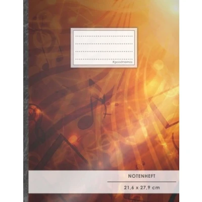 Image of Notenheft: DIN A4 48 Seiten, 24 Blatt, 12 Systeme, „Flashlight“ Original #GoodMemos Schulheft Mit Inhaltsverzeichnis und Seitenzahlen, Noten Lineatur 14