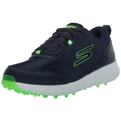 Image of Skechers Performance GO Golf MAX Fairway 4 shoes, Men&#039;s, Size: 9, Navy/lime Textile/synthetics