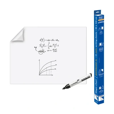 Image of Legamaster Magic Chart Whiteboard Foil static self adhesive white 120x90cm wipeable and rewritable incl. 1 board marker 15 XL sheets