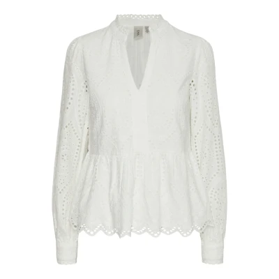 Image of YAS Women&#039;s Holi Ls Top S. Noos Long Sleeve Blouse, Star White, S