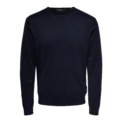 Image of ONLY &amp; SONS Men&#039;s Onswyler Life Ls Crew Knit Noos, Dark Navy/, L