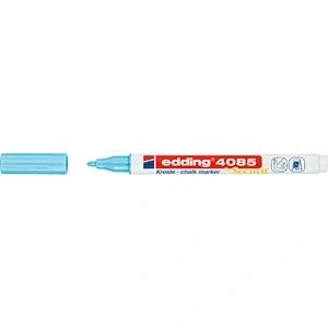 Image of edding 4085 Chalk Marker Pastel Blue 1 Pen Bullet Tip 2 mm Thin for Blackboard, Wipeable Writing on Windows, Glass, Mirrors Blackboard with Opaque Colours