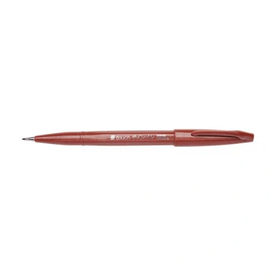 Image of Pentel SES15C E felt tip pen with flexible brush like brown