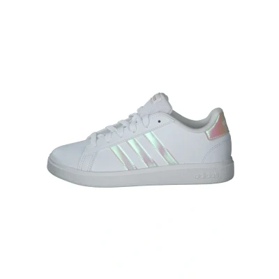 Image of adidas Grand Court Lifestyle Tennis Lace Up Shoes, Textile Upper, White, Cloud White Iridescent 5 UK