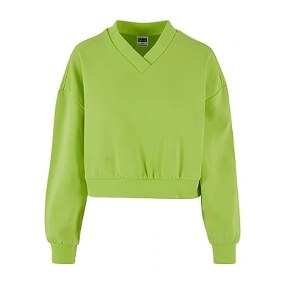 Image of Urban Classics Cropped Vneck Sweatshirt, Women&#039;s, Size: XXL, Frozen yellow
