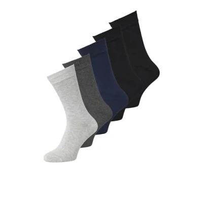 Image of Jack &amp; Jones Basic 5 PACK Socks, Men&#039;s, Size: One Size, Black/navy blazer/dark grey melange/light melange