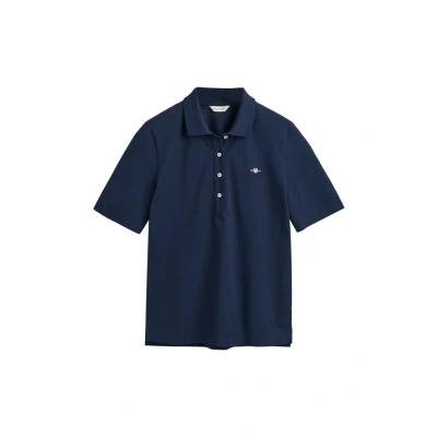 Image of GANT Women&#039;s SLIM SHIELD SS PIQUE POLO, Evening Blue, M, M