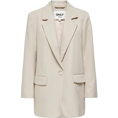 Image of ONLY Women&#039;s Onllana berry L/S Ovs Blazer Tlr Noos, Pumice Stone, 10
