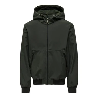 Image of Only &amp; Sons Men&#039;s Onsbowie Softshell Bomber OTW Jacket, Peat, XL
