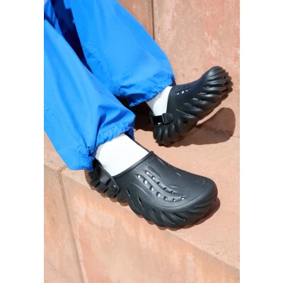 Image of Crocs ECHO Unisex Pool slides, Size: M8/W9, Black Synthetics